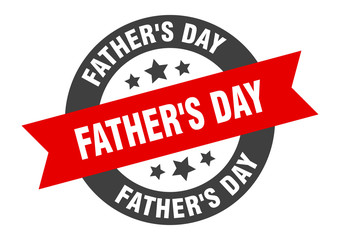 father's day sign. father's day black-red round ribbon sticker