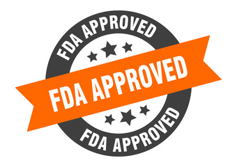 Fototapeta premium fda approved sign. fda approved orange-black round ribbon sticker
