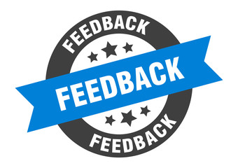 feedback sign. feedback blue-black round ribbon sticker