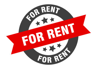 for rent sign. for rent black-red round ribbon sticker