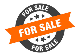 Fototapeta premium for sale sign. for sale orange-black round ribbon sticker