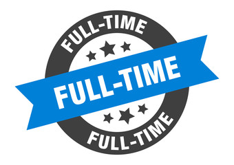 full-time sign. full-time blue-black round ribbon sticker