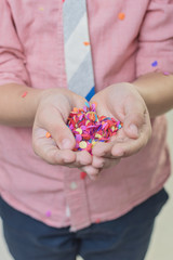 Confetti in children hands