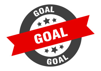 goal sign. goal black-red round ribbon sticker