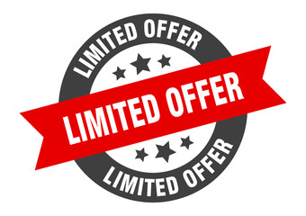 limited offer sign. limited offer black-red round ribbon sticker
