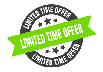 limited time offer sign. limited time offer black-green round ribbon sticker