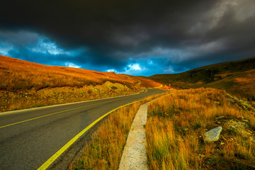 Landscape at the sunset on Transalpina Road, Romania