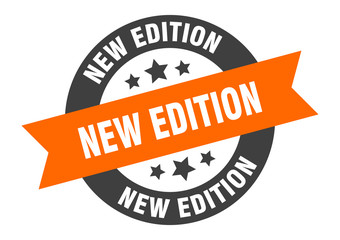 Fototapeta premium new edition sign. new edition orange-black round ribbon sticker