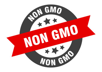 non gmo sign. non gmo black-red round ribbon sticker