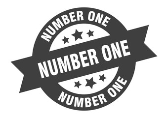 number one sign. number one black round ribbon sticker