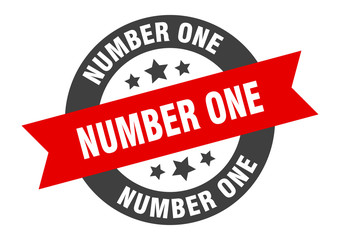 number one sign. number one black-red round ribbon sticker