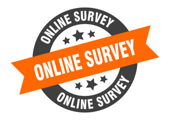 Obraz premium online survey sign. online survey orange-black round ribbon sticker