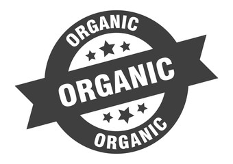 organic sign. organic black round ribbon sticker