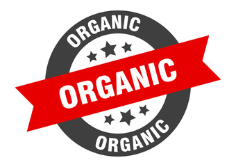 organic sign. organic black-red round ribbon sticker