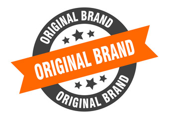 Obraz premium original brand sign. original brand orange-black round ribbon sticker