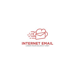 Email logos with cloud elements as internet symbols with speed effects