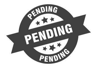 pending sign. pending black round ribbon sticker