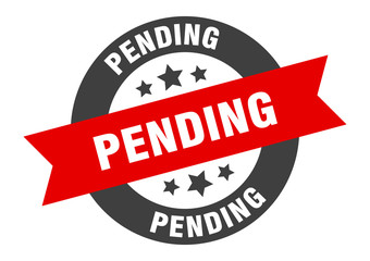 pending sign. pending black-red round ribbon sticker
