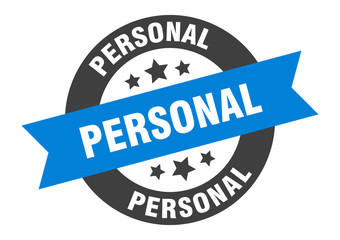 Fototapeta premium personal sign. personal blue-black round ribbon sticker