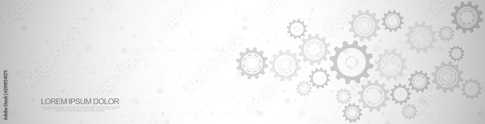 Poster cogs and gear wheel mechanisms. hi-tech digital technology and engineering. abstract technical backg
