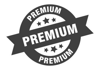 premium sign. premium black round ribbon sticker