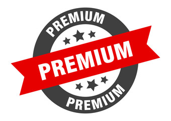 premium sign. premium black-red round ribbon sticker