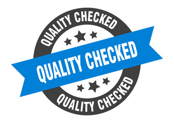quality checked sign. quality checked blue-black round ribbon sticker
