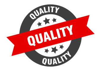 quality sign. quality black-red round ribbon sticker