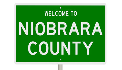 Rendering of a green 3d highway sign for Niobrara County