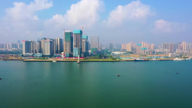 A seaside city view of Zhanjiang Bay, Guangdong, China