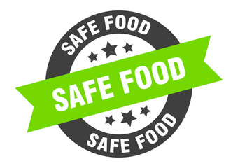 safe food sign. safe food black-green round ribbon sticker