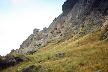 ancient cave city Vardzia in the mountains of Georgia in the Caucasus