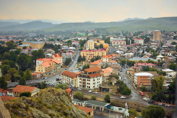 Fototapeta na wymiar view of the streets of the Georgian tourist town Akhaltsikhe