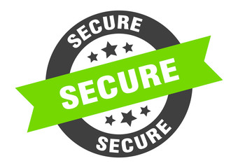 secure sign. secure black-green round ribbon sticker