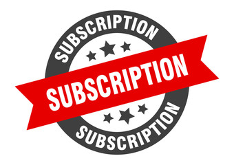 subscription sign. subscription black-red round ribbon sticker