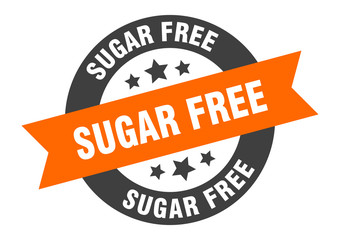 sugar free sign. sugar free orange-black round ribbon sticker