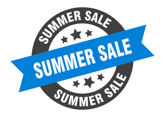 summer sale sign. summer sale blue-black round ribbon sticker