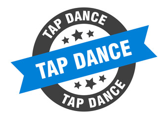 tap dance sign. tap dance blue-black round ribbon sticker