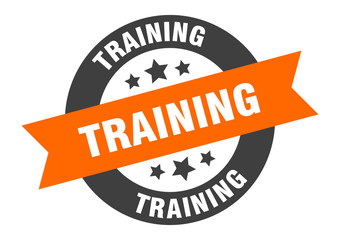 Fototapeta premium training sign. training orange-black round ribbon sticker