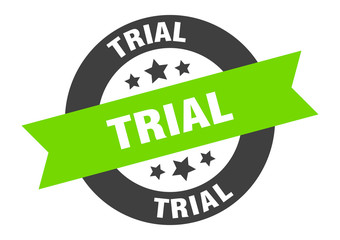 trial sign. trial black-green round ribbon sticker