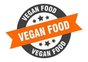 Fototapeta premium vegan food sign. vegan food orange-black round ribbon sticker