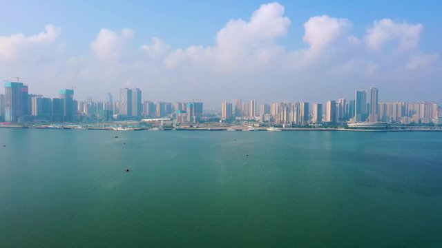 A seaside city view of Zhanjiang Bay, Guangdong, China