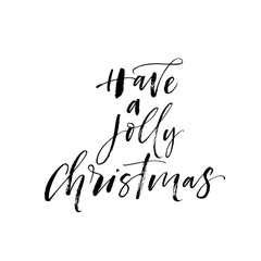 Have a jolly Christmas phrase. Hand drawn brush style modern calligraphy. Vector illustration of handwritten lettering. 