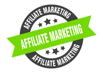 affiliate marketing sign. affiliate marketing black-green round ribbon sticker