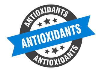 antioxidants sign. antioxidants blue-black round ribbon sticker