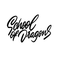 School of Dragons. Concept of education.Teaching niche school vector design.