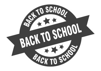 back to school sign. back to school black round ribbon sticker