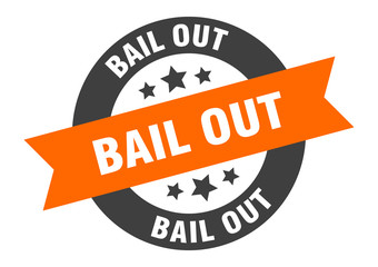 bail out sign. bail out orange-black round ribbon sticker