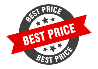 best price sign. best price black-red round ribbon sticker