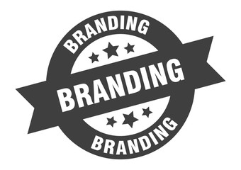 branding sign. branding black round ribbon sticker